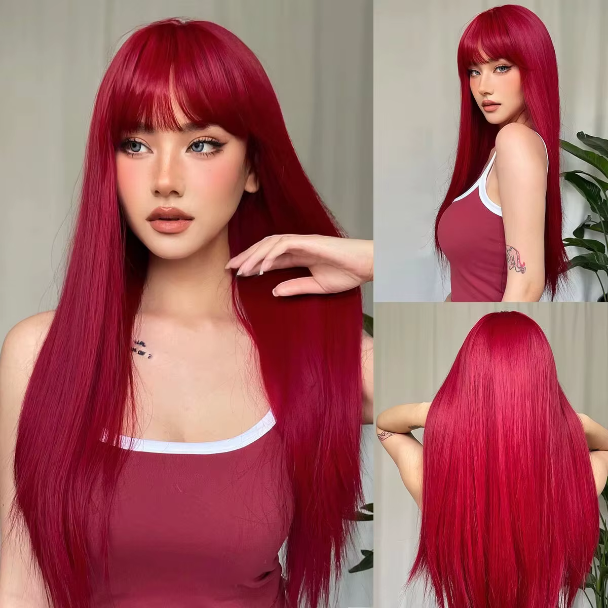 Nouvelle perruque synthétique de 26 pouces avec cheveux longs et raides – parfaite pour le cosplay d