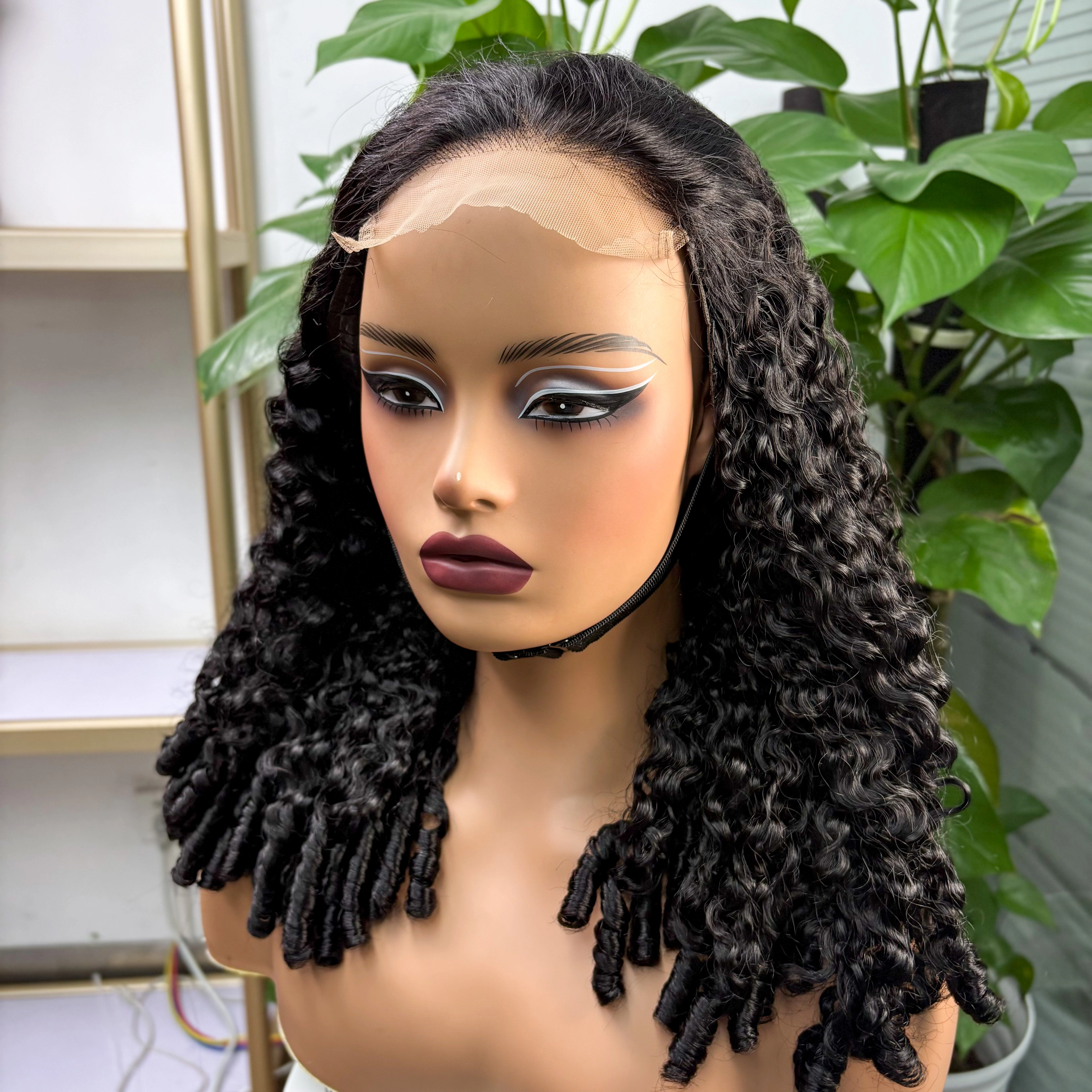 350% densité birmane spirale bouclés perruques de cheveux humains 5x5 sans colle dentelle fermeture