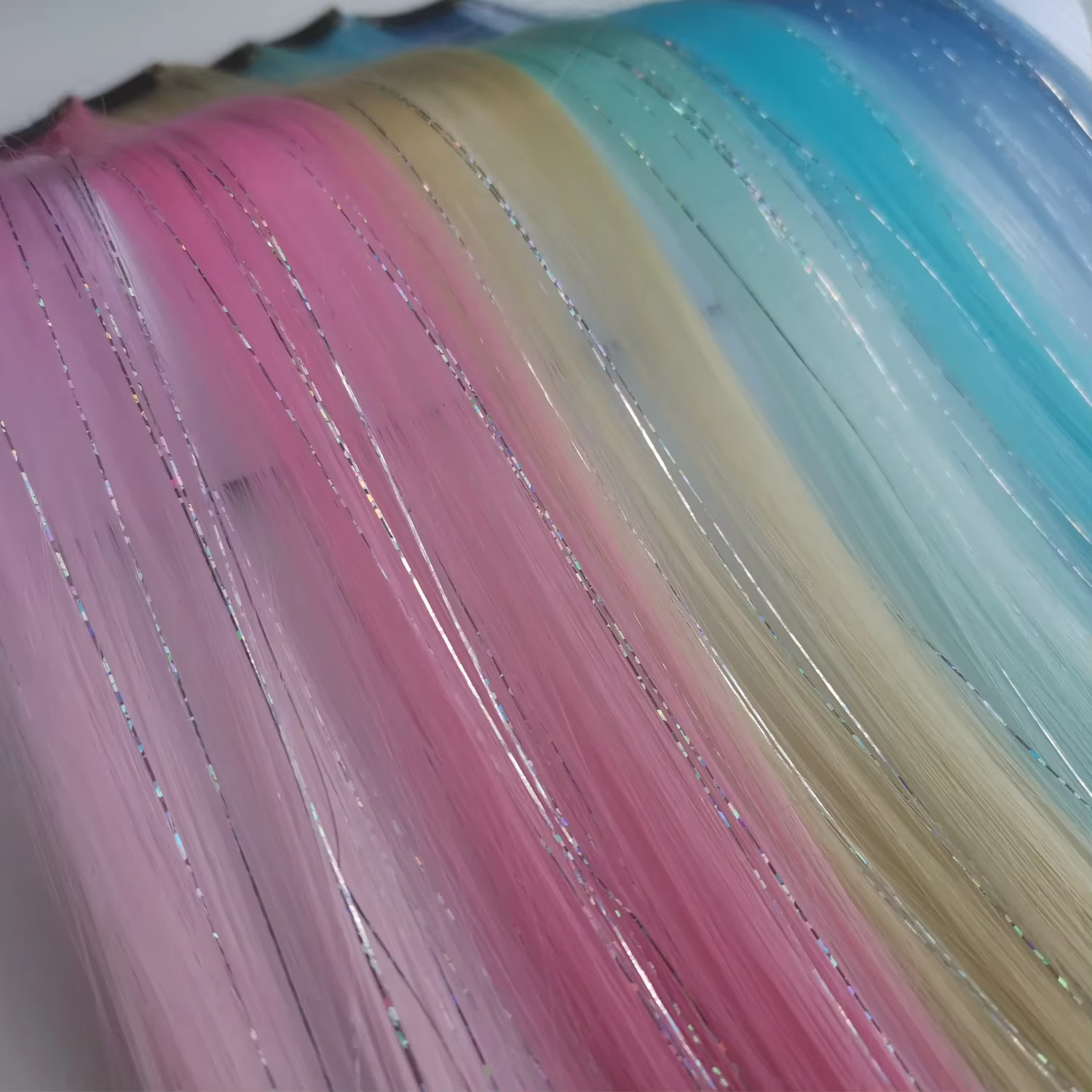 Extensions de cheveux multicolores à clips, mélange de tinsels, extensions de cheveux colorés, cheve