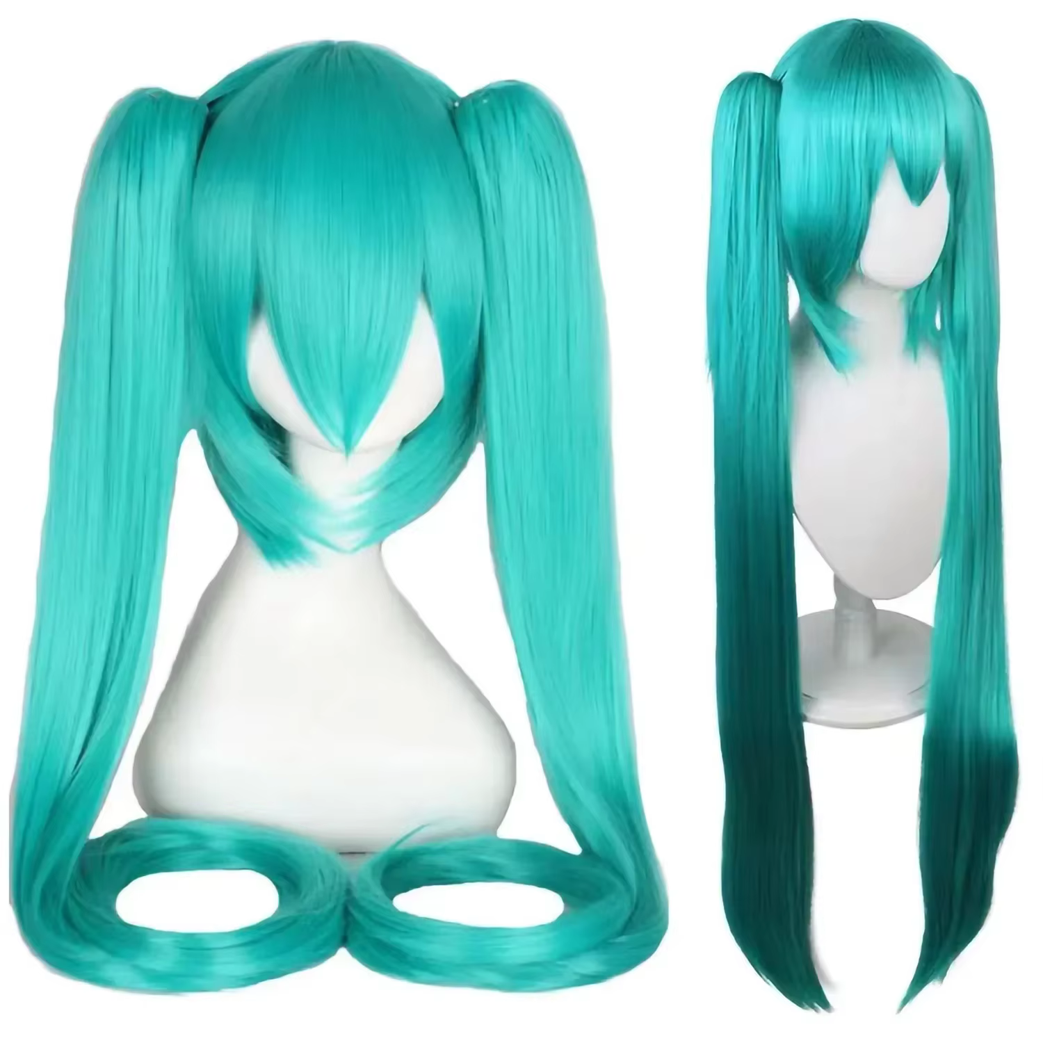 Perruque de cosplay Anime Hatsune Miku, perruque en fibre synthétique double queue de cheval de 110 