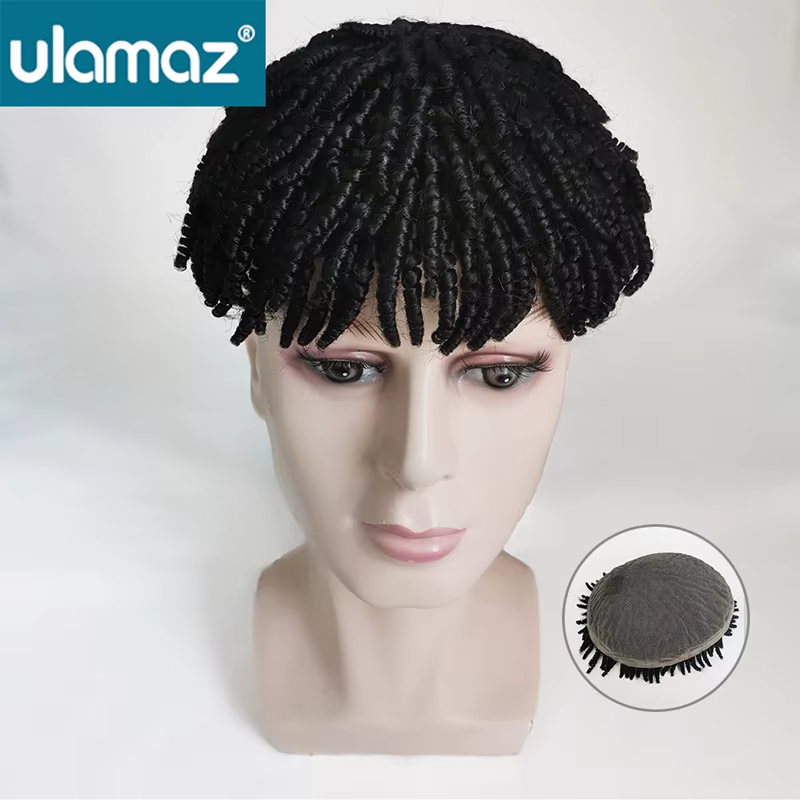 Perruques Dreadlocks pour Homme, Cheveux Bouclés, Prothèse Capillaire Masculine, Perruque Complète e