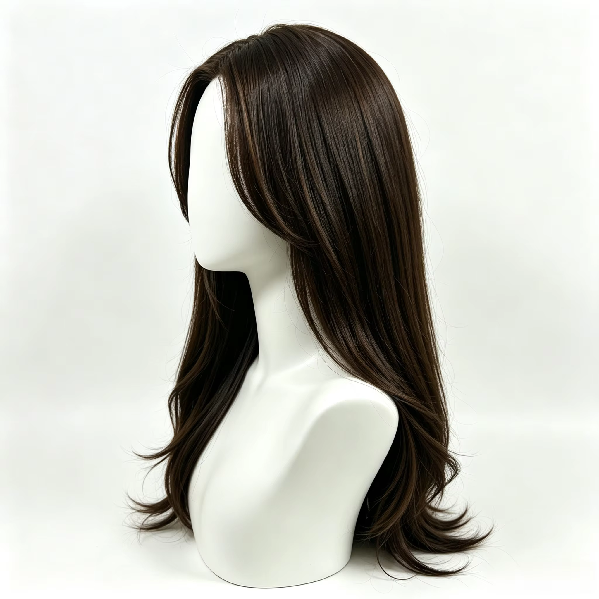 Perruque complète pour femme, style célébrité internet, usage quotidien, synthétique, brun élégant,