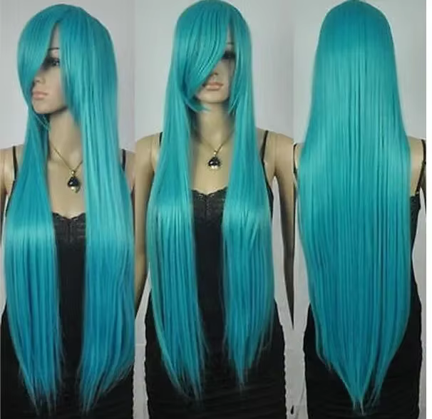 Perruque Cosplay Extra Longue et Lisse, Cheveux Lourds Unzel Tangled Dark Blue 430, 80cm, Nouvelle C