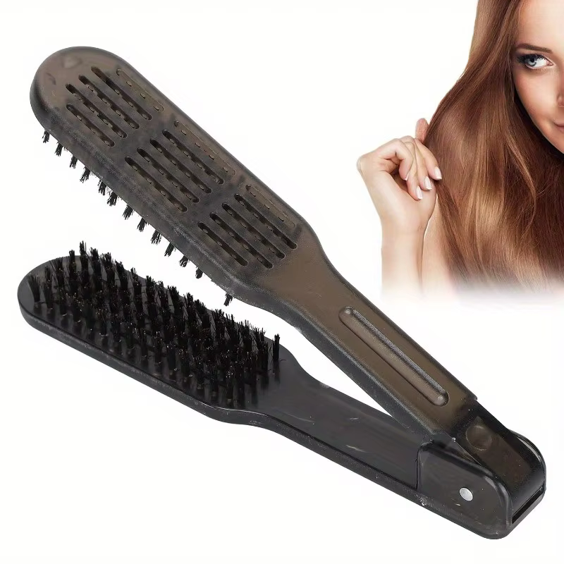 Brosse à pince, Double brosse pour lisser les cheveux, brosse à pince pour lisser les cheveux, pince