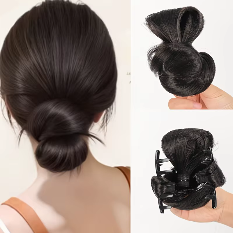 Perruque synthétique à tête sphérique basse de 4 pouces, une perruque chignon à clipser qui se conne