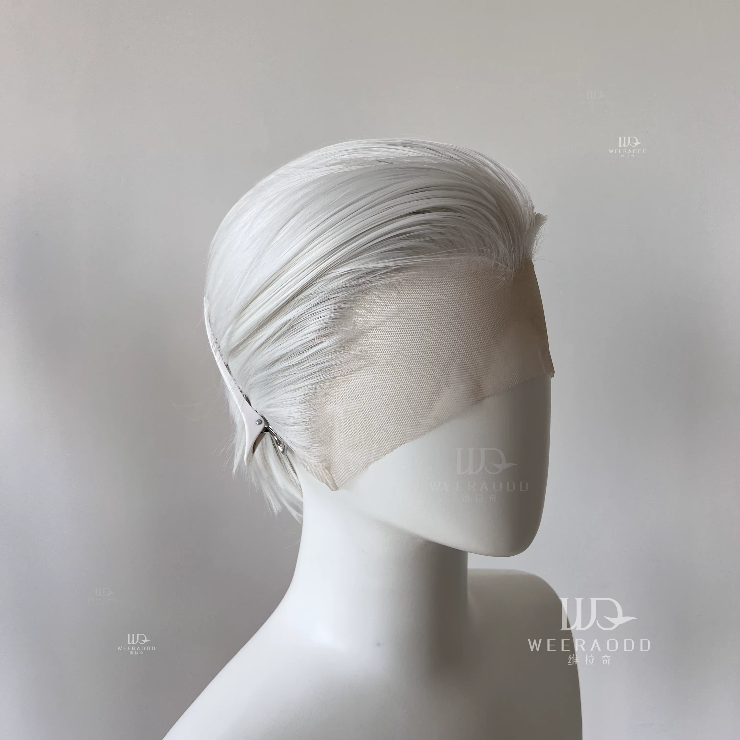 Perruque Lace Front Wig synthétique courte blanche, 8 pouces, 13x4, Blonde argentée, en Fiber résist