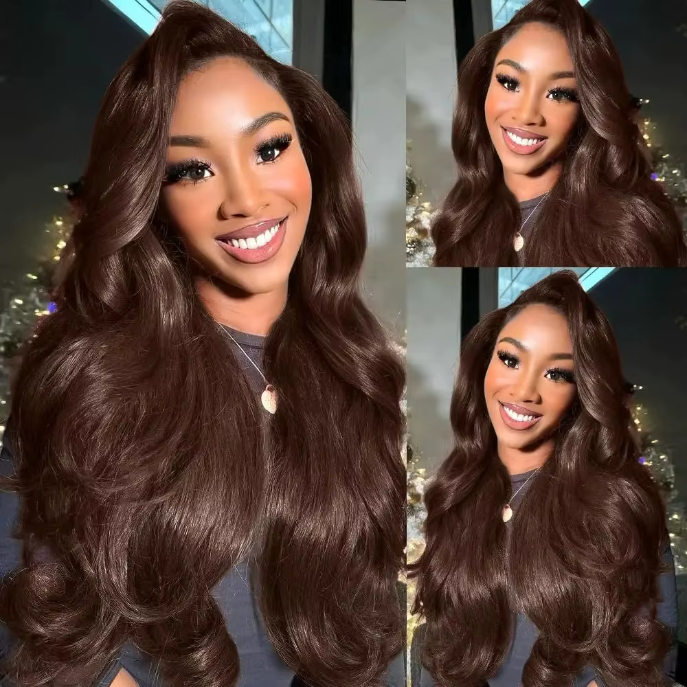 Perruque Lace Front Wig Body Wave marron chocolat, perruque Lace Frontal Wig transparente 13x4 13x6