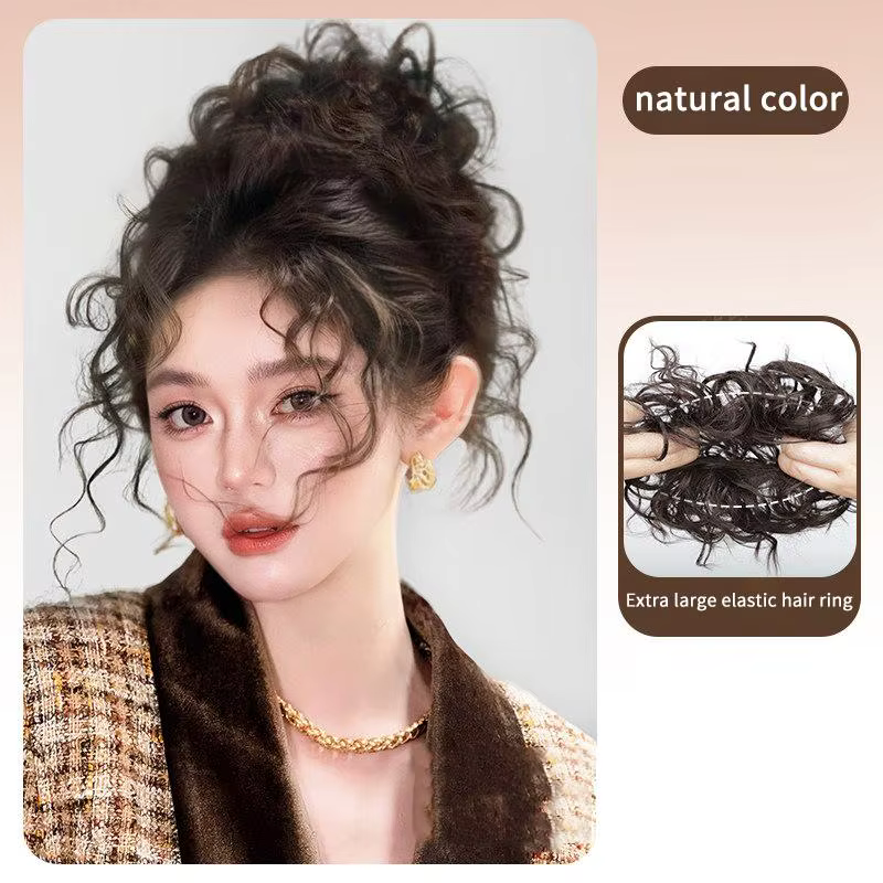 Chignon synthétique élégant et bouclé avec élastique, extension de cheveux volumineuse pour usage qu