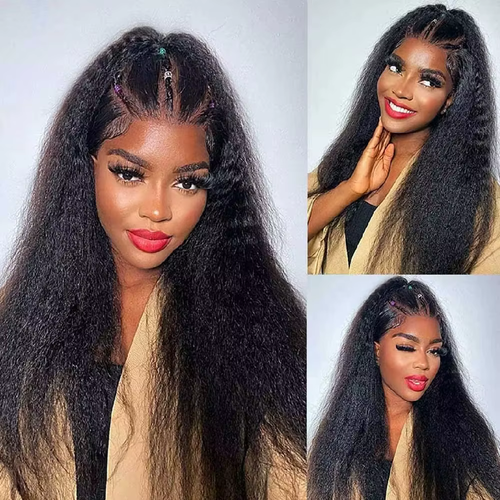 Perruque Lafino à sangle invisible HD 360 Lace Front, cheveux humains raides crépus, densité 250, pr