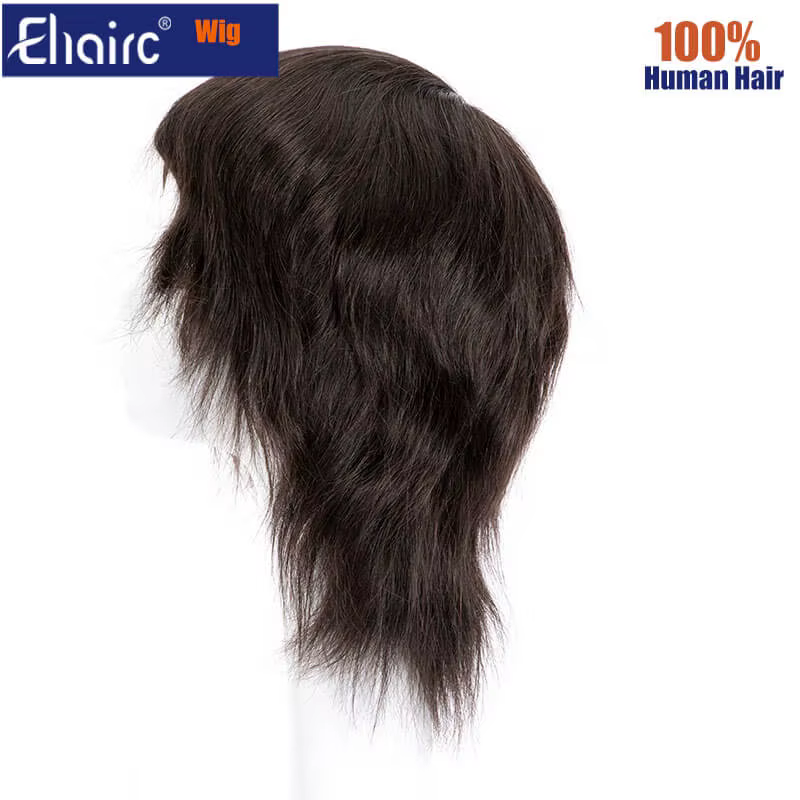 Perruque de cheveux humains délicats noués à la main, pleine casquette, délié naturel, peau nouée du