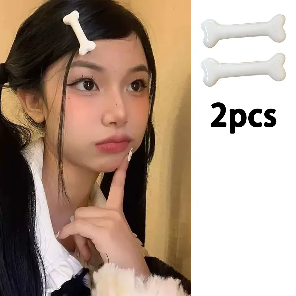 Pince à cheveux en os blanc, épingle à cheveux de dessin animé mignon Y2k, pince à Volume de cheveux