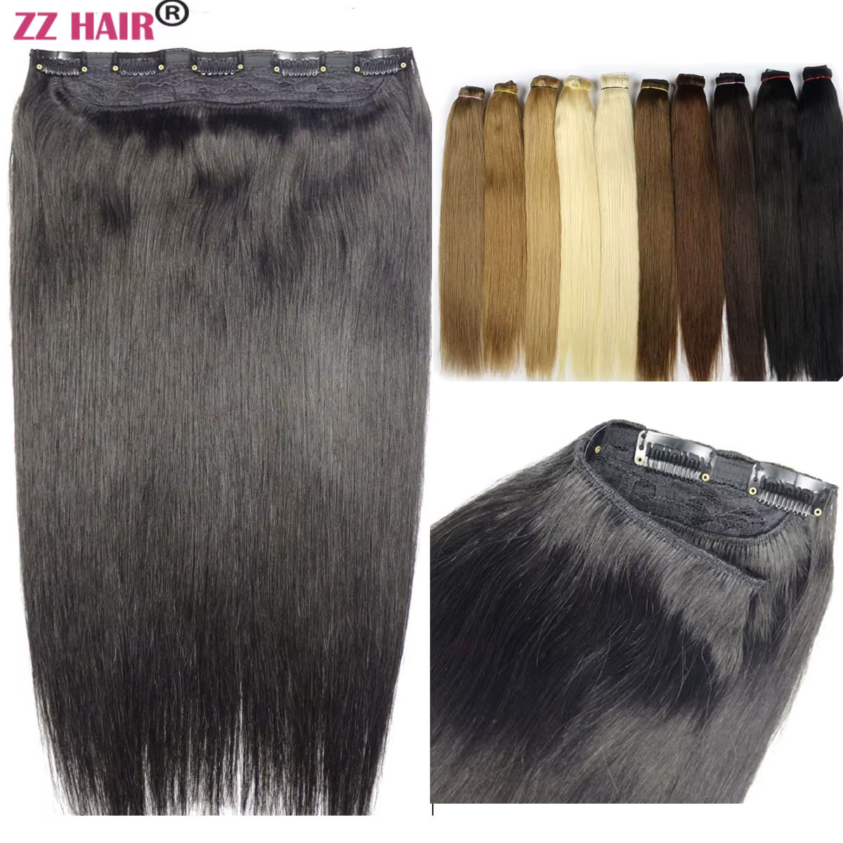 ZZHAIR-Extensions de Cheveux 100% Brésiliens Naturels Remy, Lisses, 16 à 24 Pouces, 140g, 1 Pièce pa