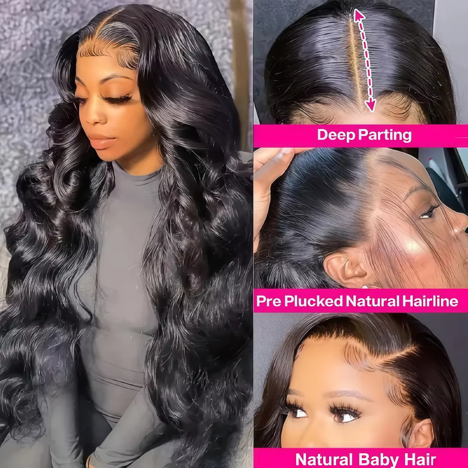 Perruques Full Lace 360, Perruque Cheveux Humains Body Wave, Perruque Frontale HD Lace 13x4 13x6 Loo