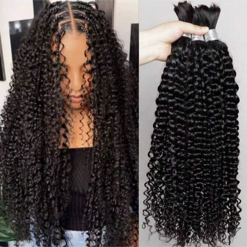 Cheveux humains en vrac pour tressage 2 paquets vague profonde Extensions de cheveux humains tressag