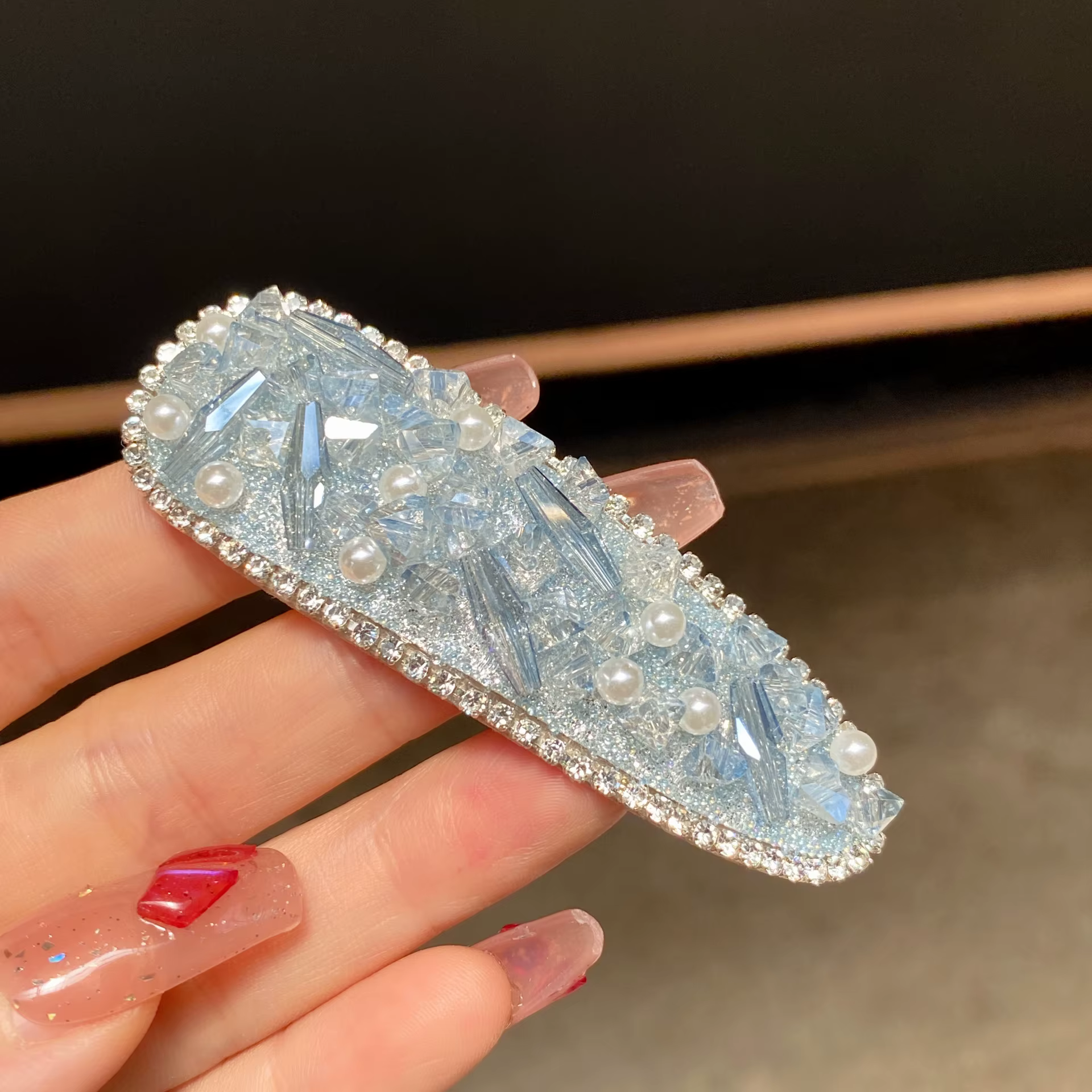 Pince à cheveux en strass : élégante et polyvalente pour femme, pince à cheveux vintage à frange lat
