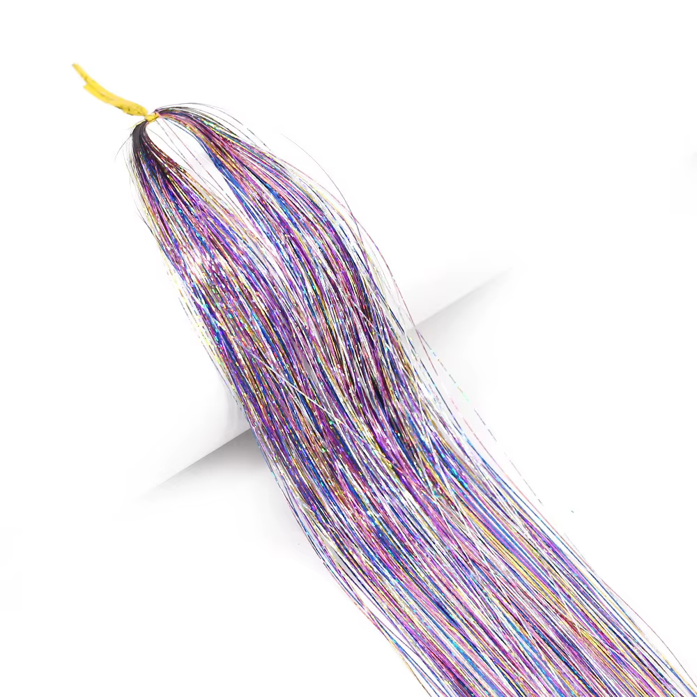 Kit de guirlandes de cheveux à paillettes, fils brillants colorés, Extensions de cheveux en soie dor