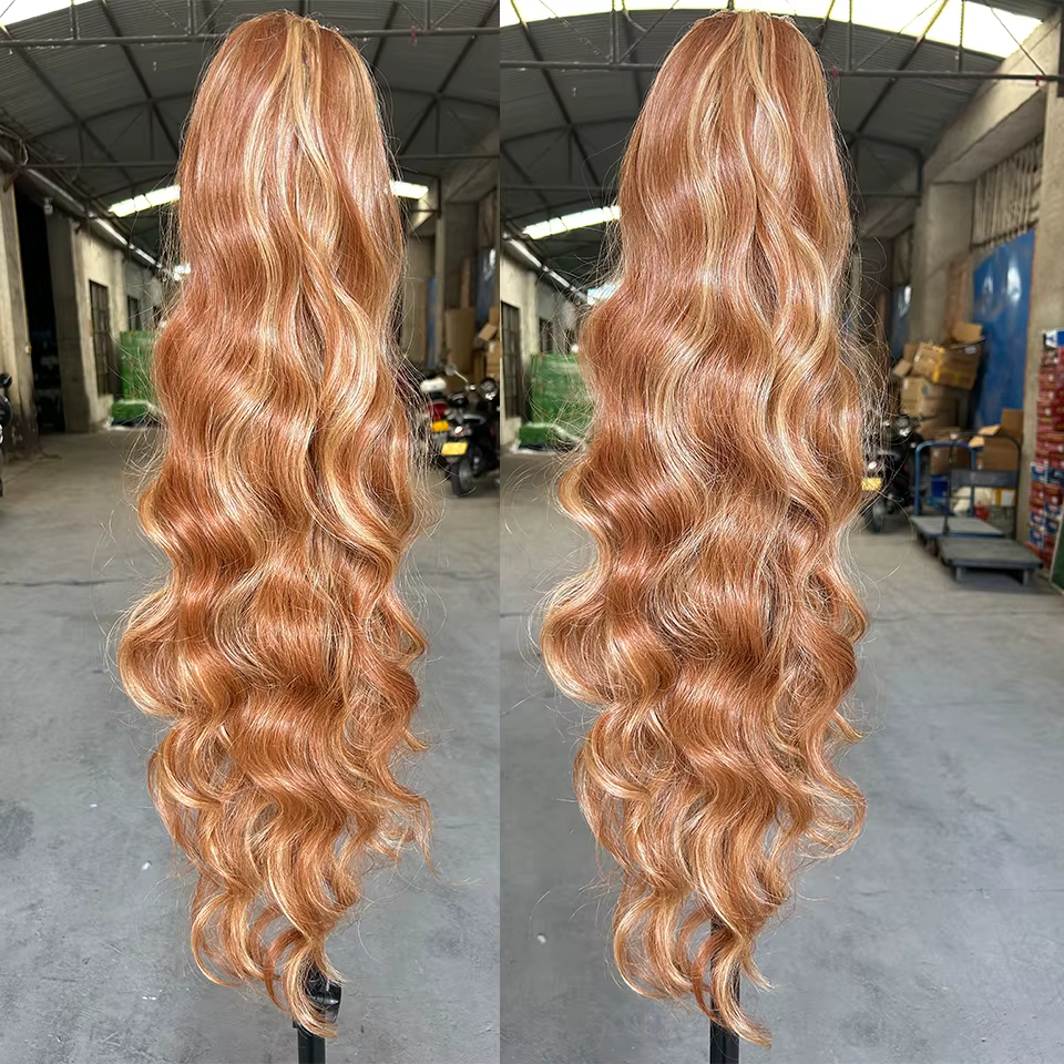 Queue de cheval Magicae 28 pouces, ombré brun blond 27/613, extension de cheveux synthétiques à clip