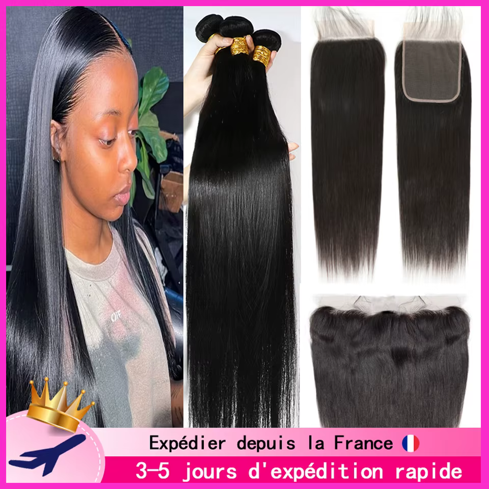 Tissage Cheveux Humain Lot En Promo Extensions Cheveux Naturels Humains Femme 13x4 Dentelle Frontale