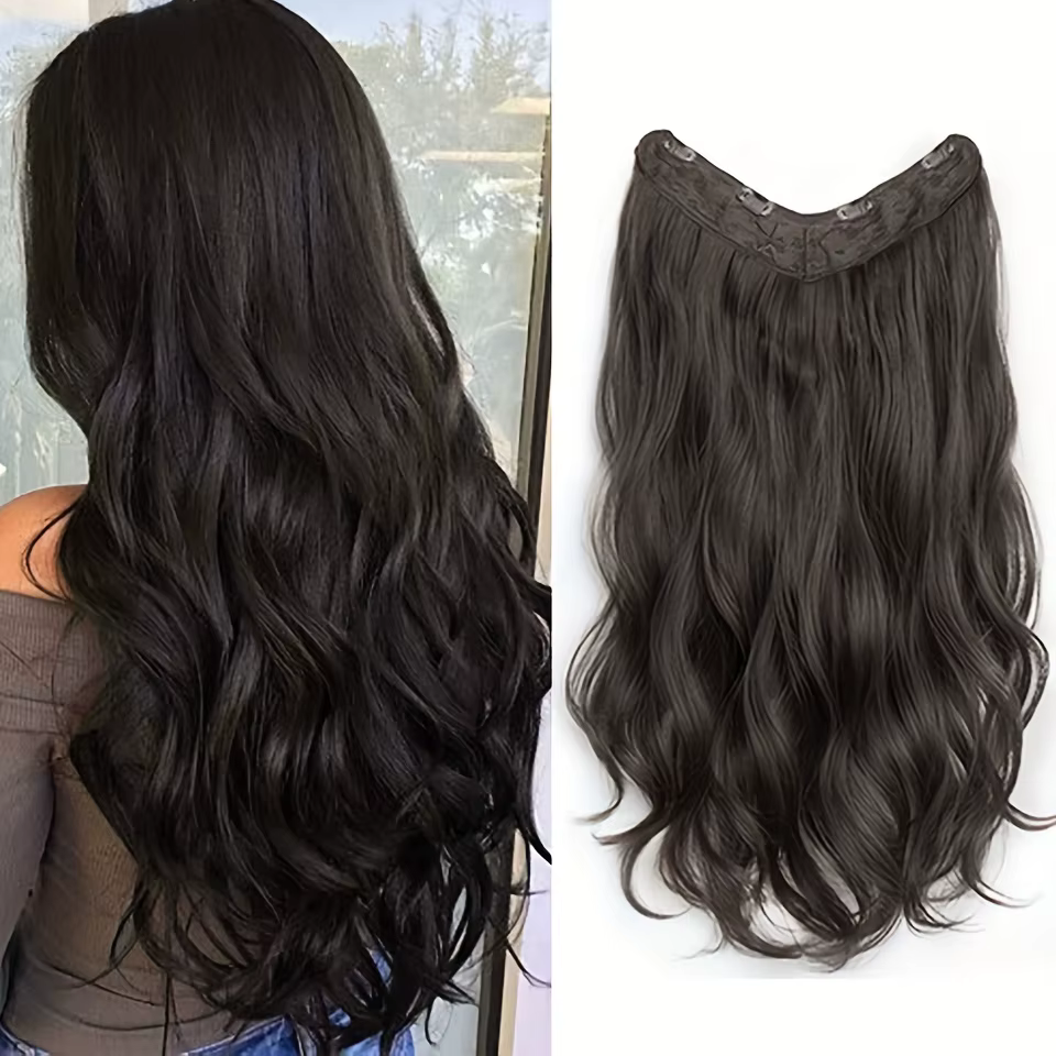 Extensions capillaires synthétiques longues ondulées en forme de U, Extensions capillaires à Clip de