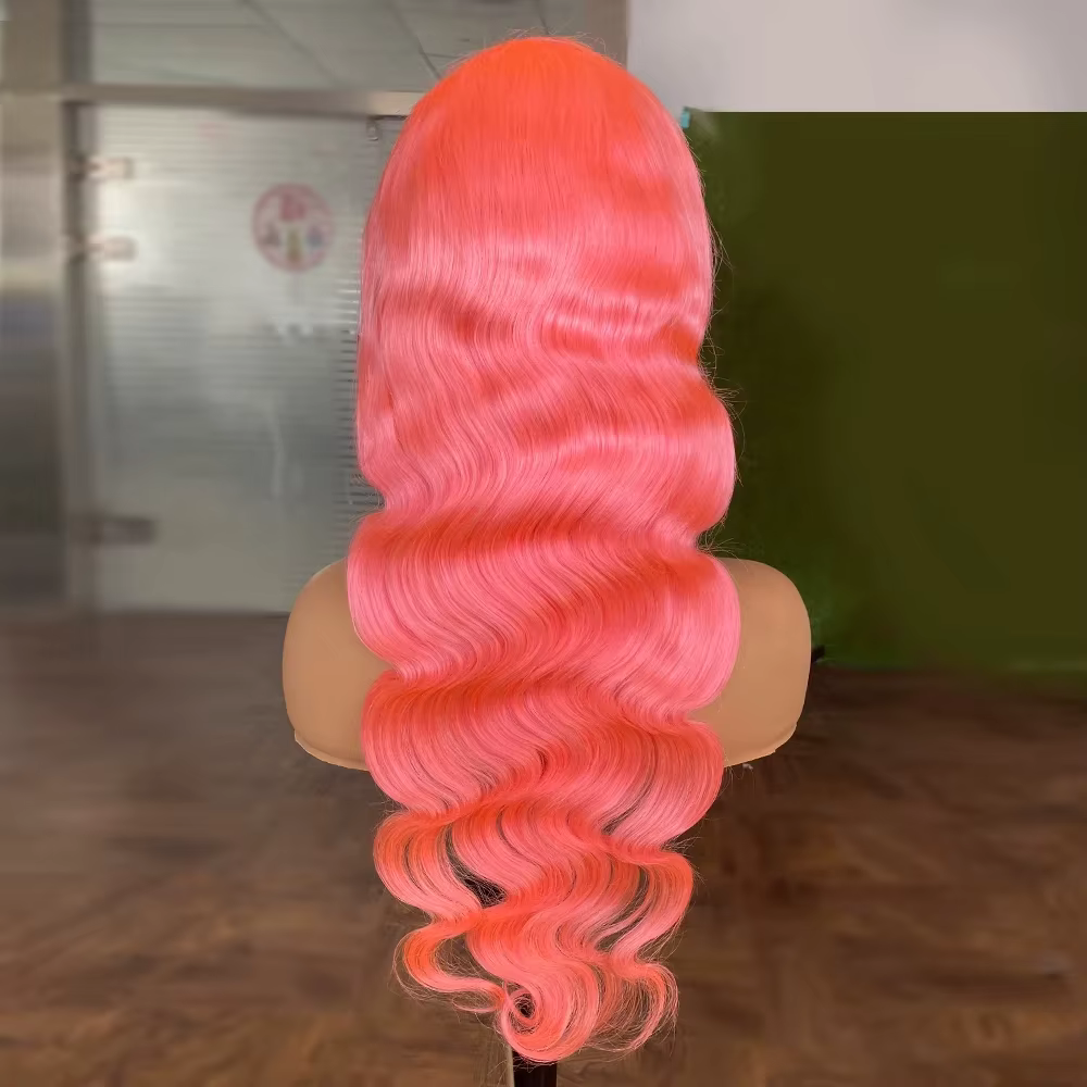 Sophia-Perruque Lace Front Wig naturelle brésilienne, cheveux lisses, pre-plucked, couleur rose, 13x