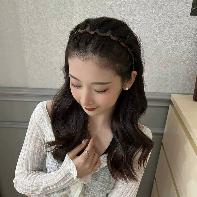 Bandeau de cheveux en plastique ondulé pour femmes et filles, lavage du visage avec peigne à dents,
