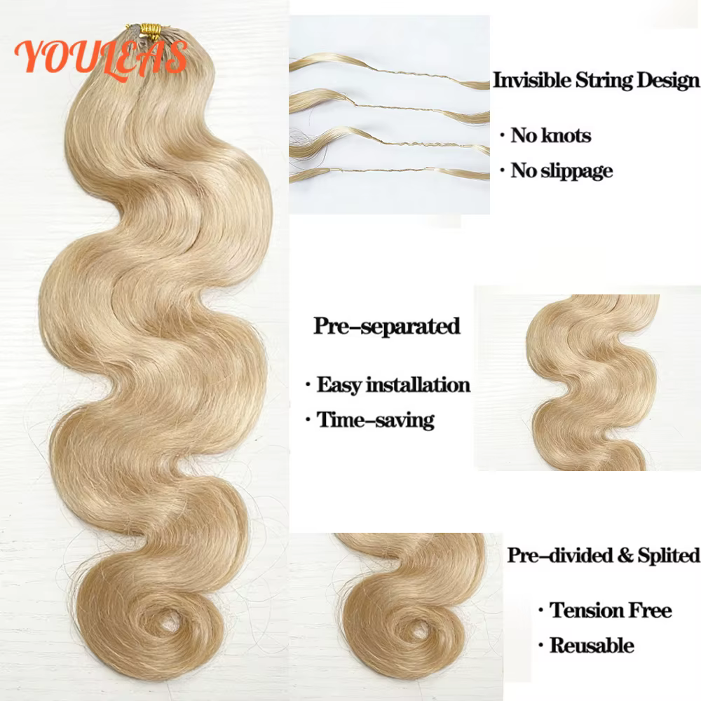 Extensions de cheveux humains Body Wave 613 couleur blond miel, tresses au crochet sans nœuds pré-sé