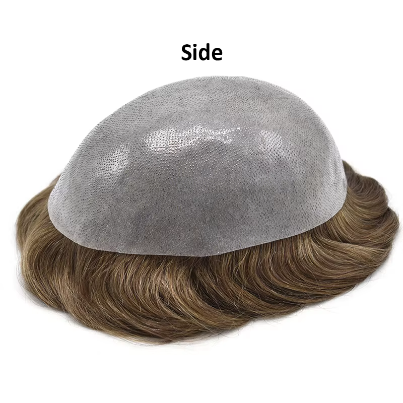 Vloop-Perruques de cheveux humains indiens en PU pour hommes, toupet, prothèse capillaire, cheveux n