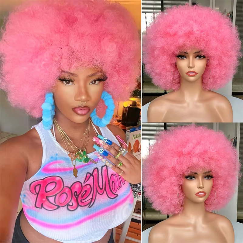 Perruque Afro Punk Rock des années 70 – Boucles synthétiques, Design de mode, grandes perruques de c