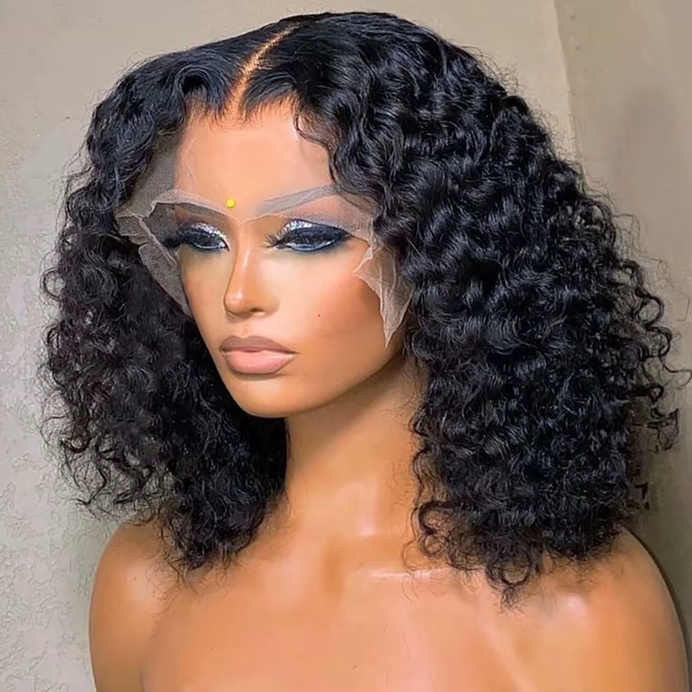 BOB-Perruque Lace Front Wig Naturelle Ondulée, Cheveux Humains, 13x4, Pre-Plucked, Transparente, Bou