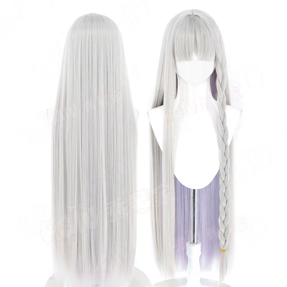 Perruque de cosplay synthétique en fibre Francesca Prelati HSIU, longue, gris argenté mélangé violet
