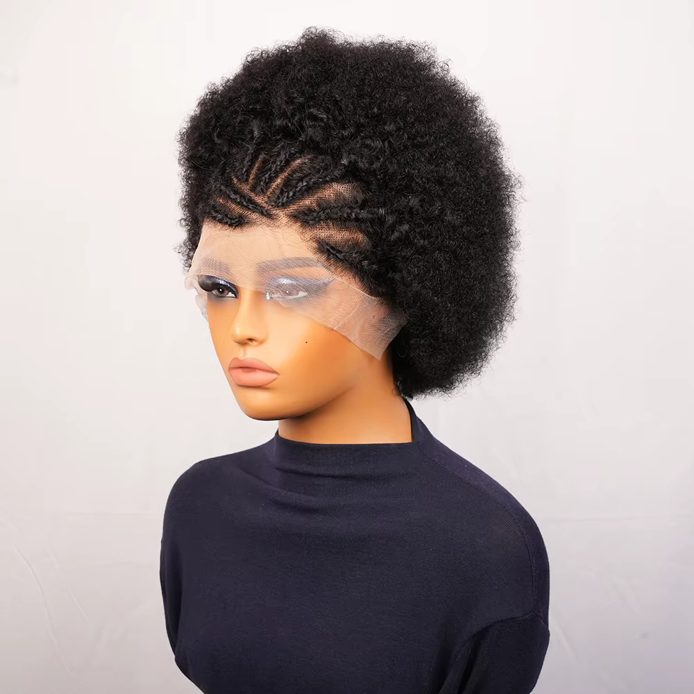 13x4 court Afro crépus bouclés Bob dentelle avant tressé perruques pour les femmes noires bouclés Af
