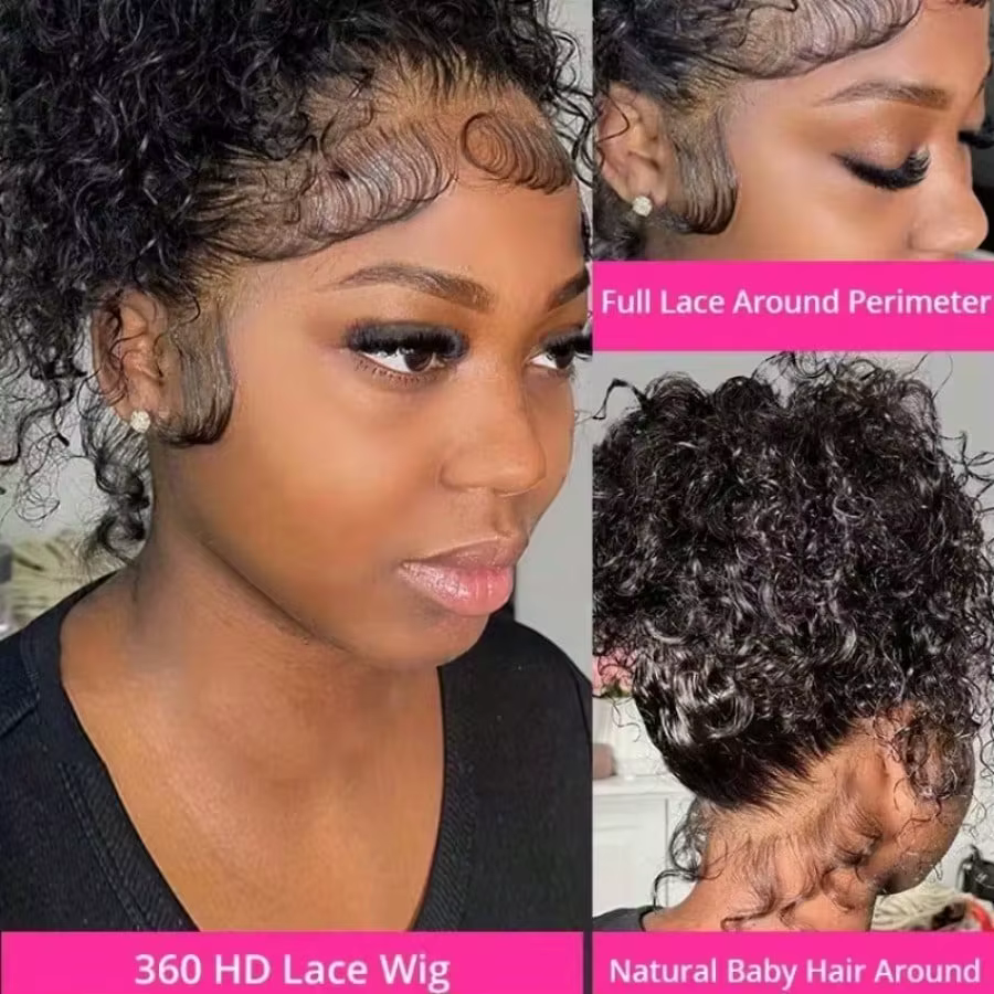 Perruques 360 HD Full Lace en cheveux humains pré-épilées, perruque frontale 13x6 13x4 bouclée Deep