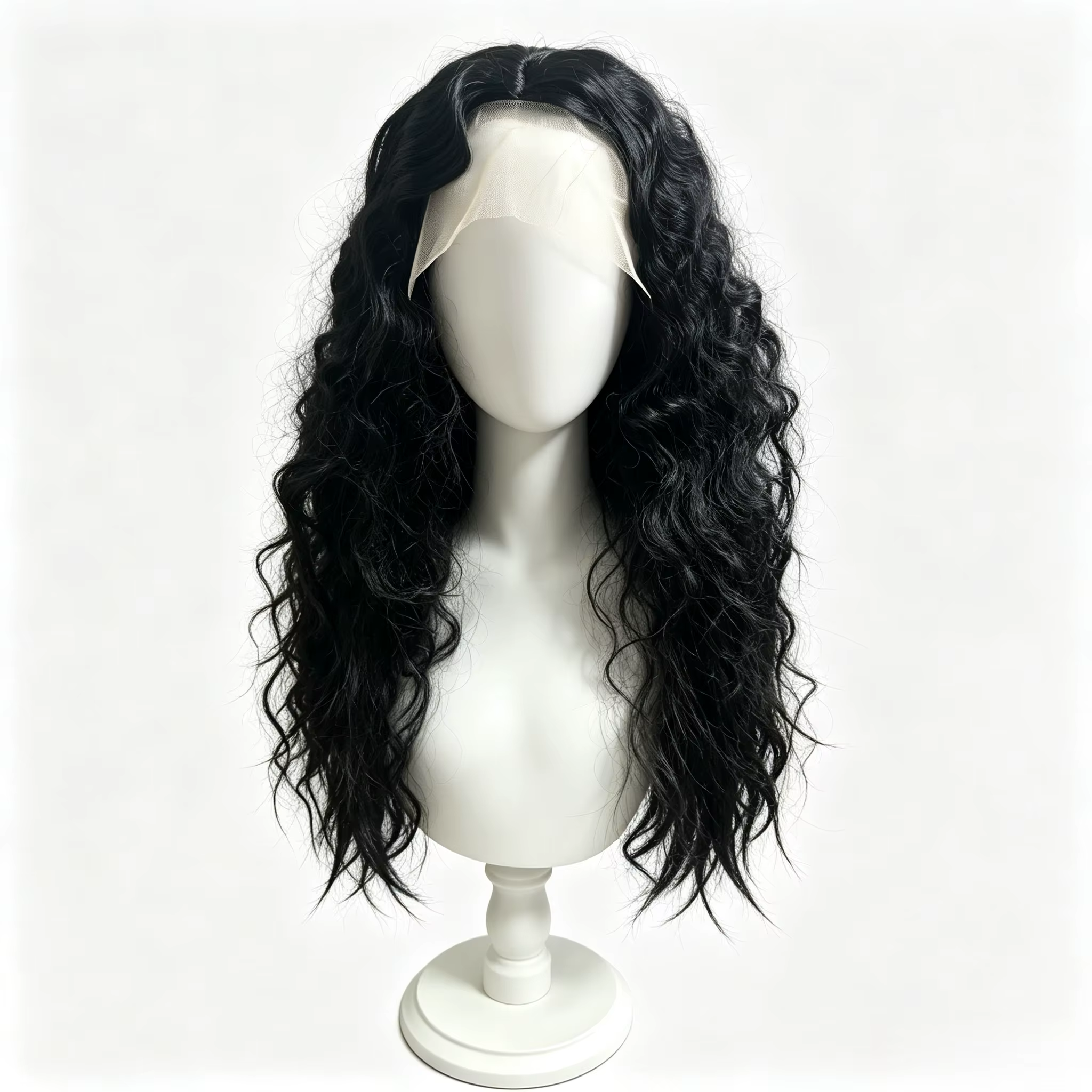 Perruque synthétique noire bouclée longue pour femme, idéale pour les fêtes d'anniversaire, matériau