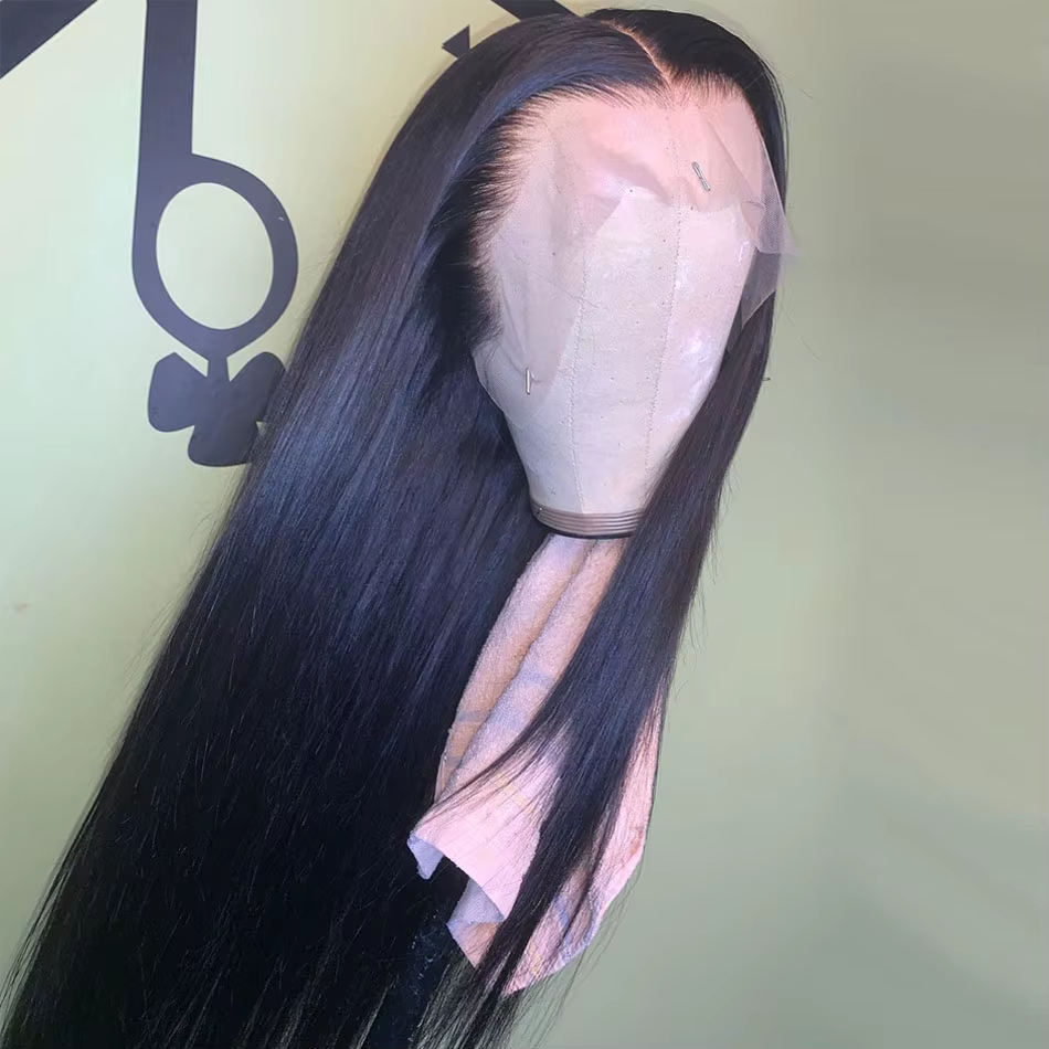 Perruque Lace Frontal wig naturelle péruvienne Remy, cheveux lisses, HD, 13x6, pre-plucked, 180%, po