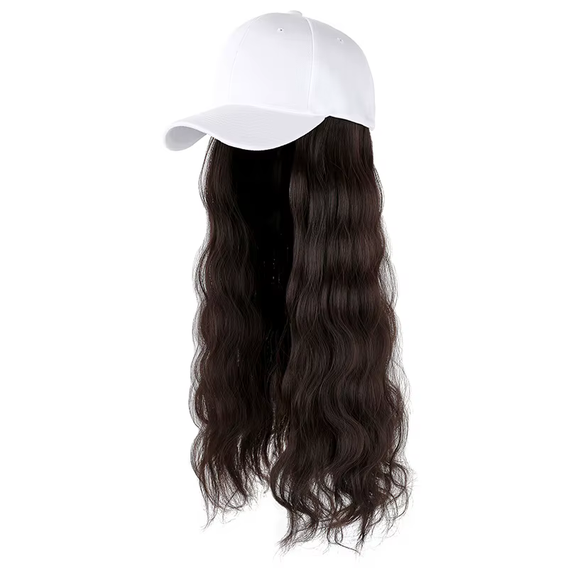 Perruque synthétique à visière pour femme, extension de cheveux, chapeau long, gros chapeaux ondulés