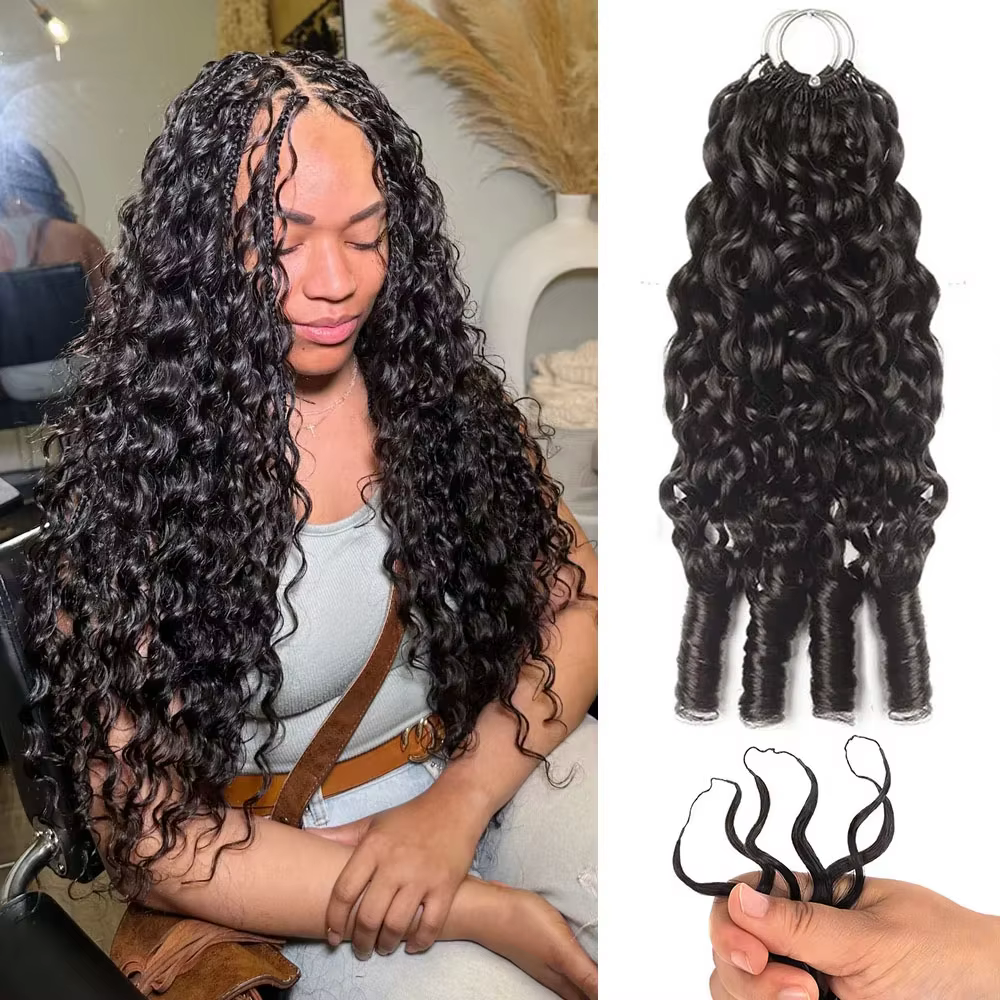 Extensions de cheveux humains bouclés bouddhistes 100 % naturels pour tresses au crochet, style bohè