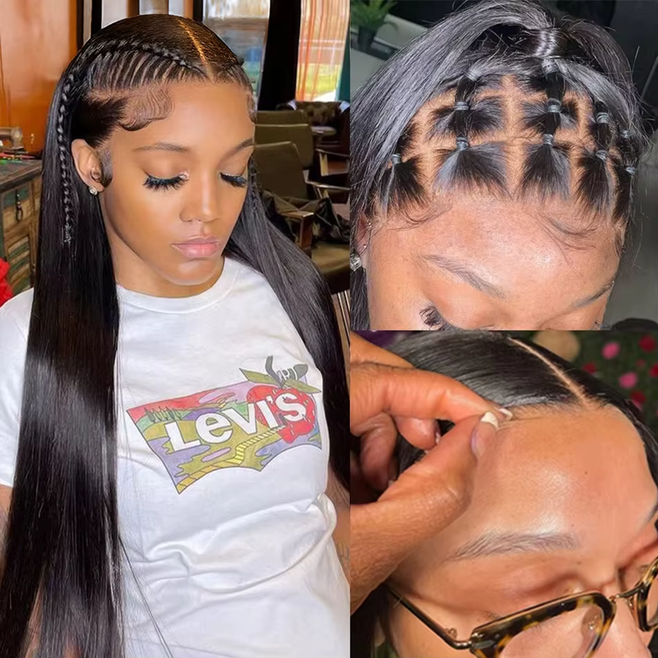 Perruque en cheveux humains naturels, densité 200, avec dentelle complète, Remy brésilien, transpare