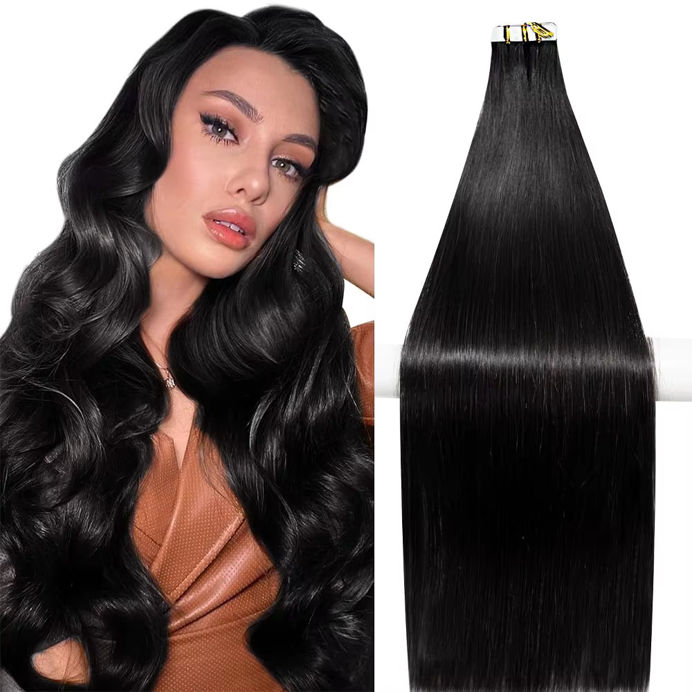 Extensions de Cheveux 100% Naturels Brésiliens Remy Lisses avec Colle Adhésive pour Femme, 50g, 20 P