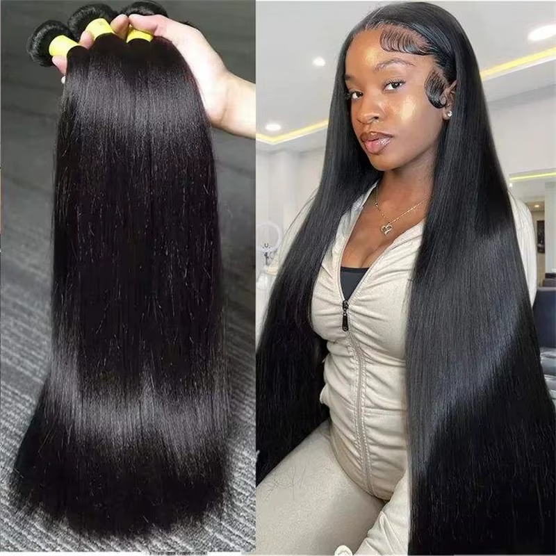 Extensions de Cheveux Humains Naturels Noirs Lisses, Bundles de Cheveux Vierges Remy, 1/3/4 Pièces, 