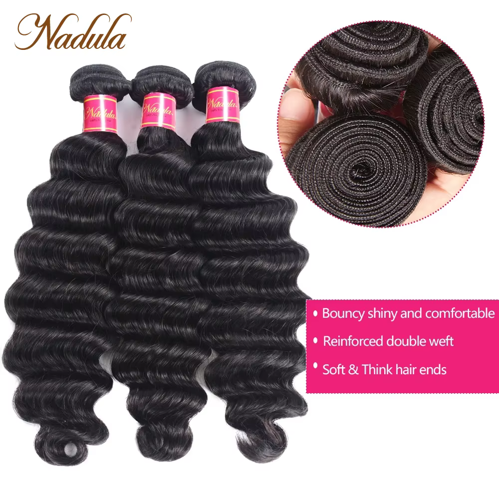 Tissage en lot Deep Wave brésilien 100% vierges-Nadula Hair, mèches de cheveux humains, 12 à 26 pouc