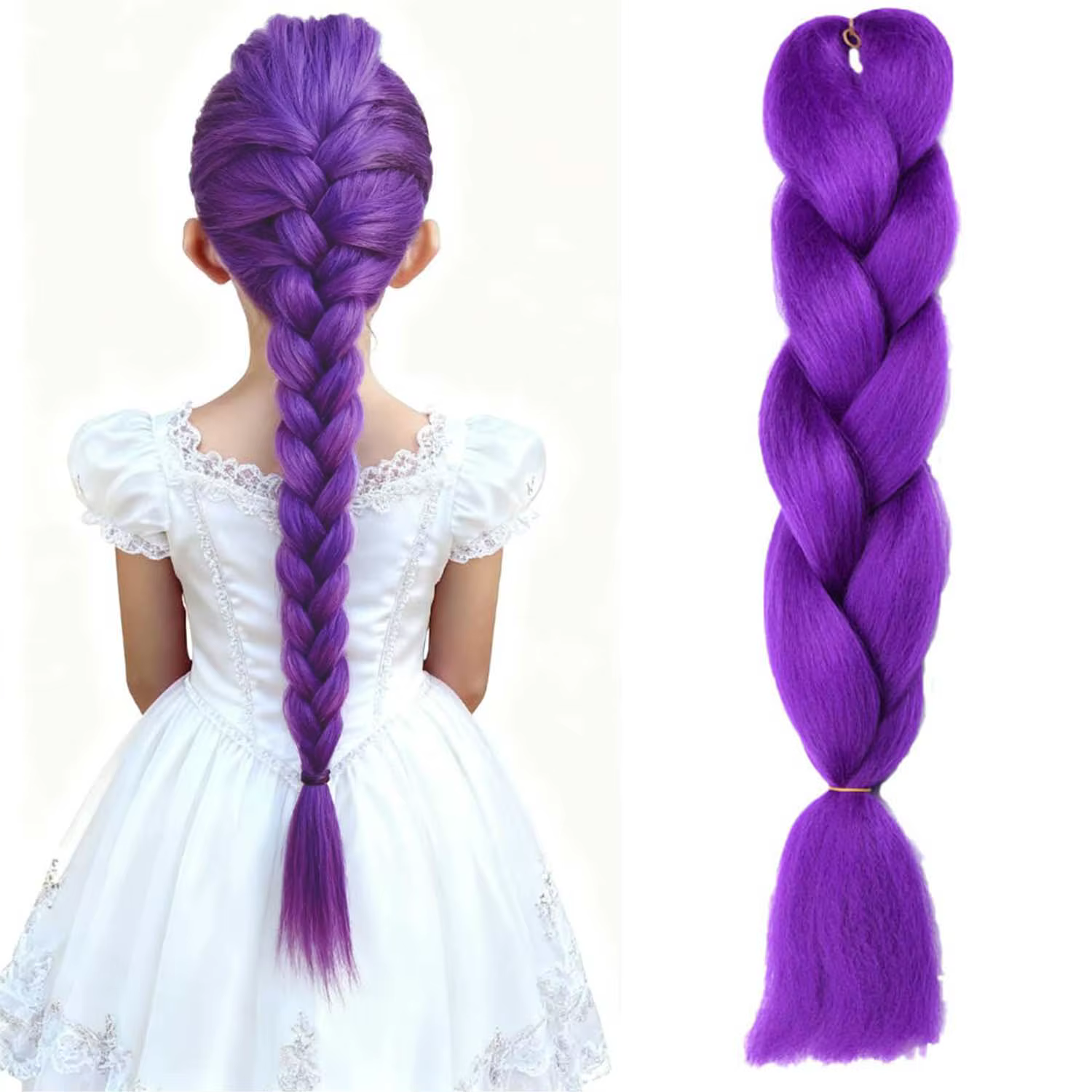 Extensions de cheveux synthétiques tressés violets longs de 24 pouces pour tresses Ru mi cheveux tre