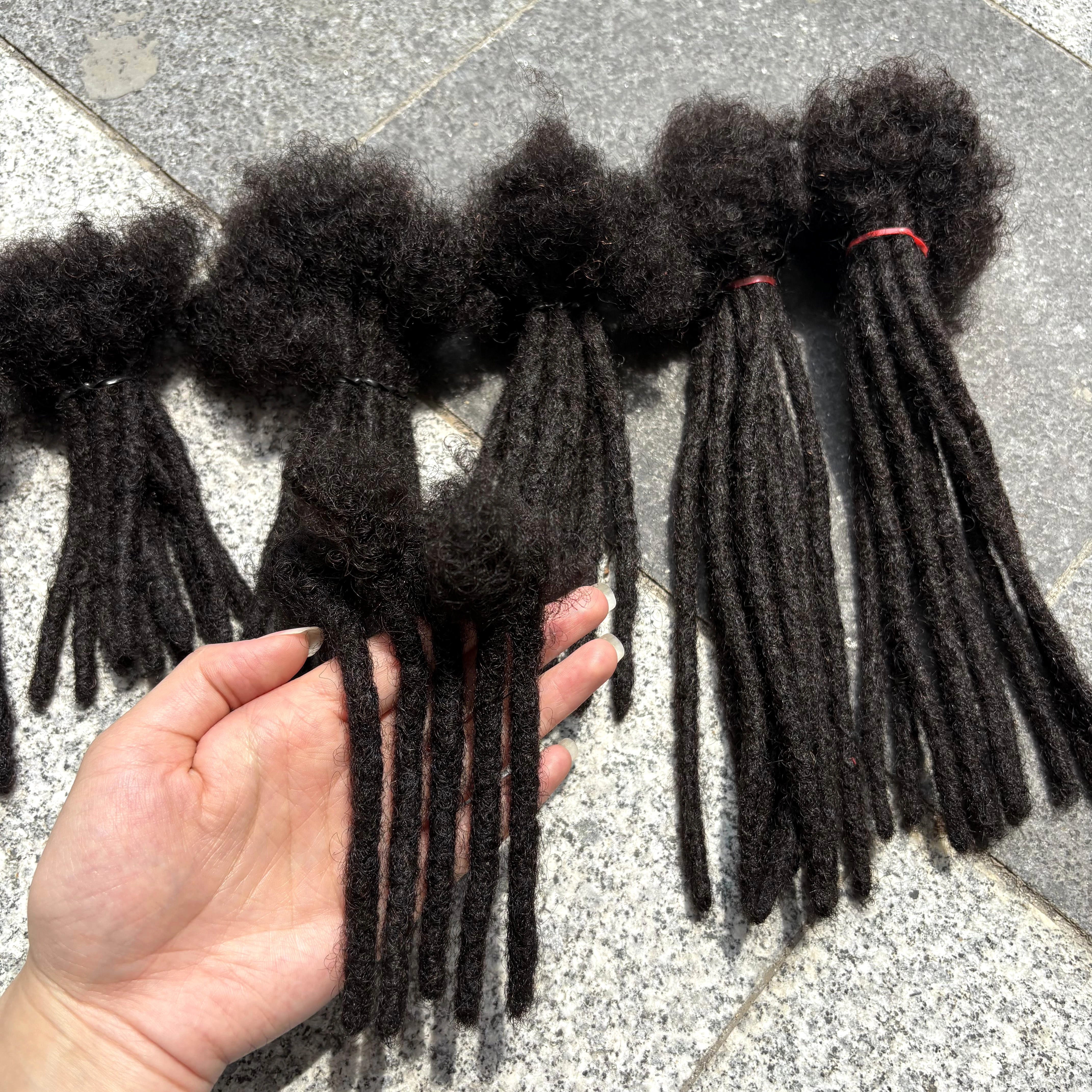 Extensions de dreadlocks en cheveux humains 100% naturels, 0,6 cm, 4-8 pouces, 50 mèches, entièremen