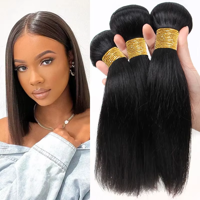 Mèches indiennes naturelles lisses et brutes, noir naturel, Extensions de cheveux lisses, offre en l