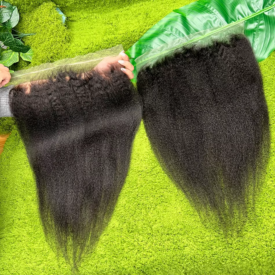 Kinky Straight 13x6 HD Lace Frontal 100% Cheveux Humains # Cheveux Vietnamiens Naturels Noirs 1B Pré