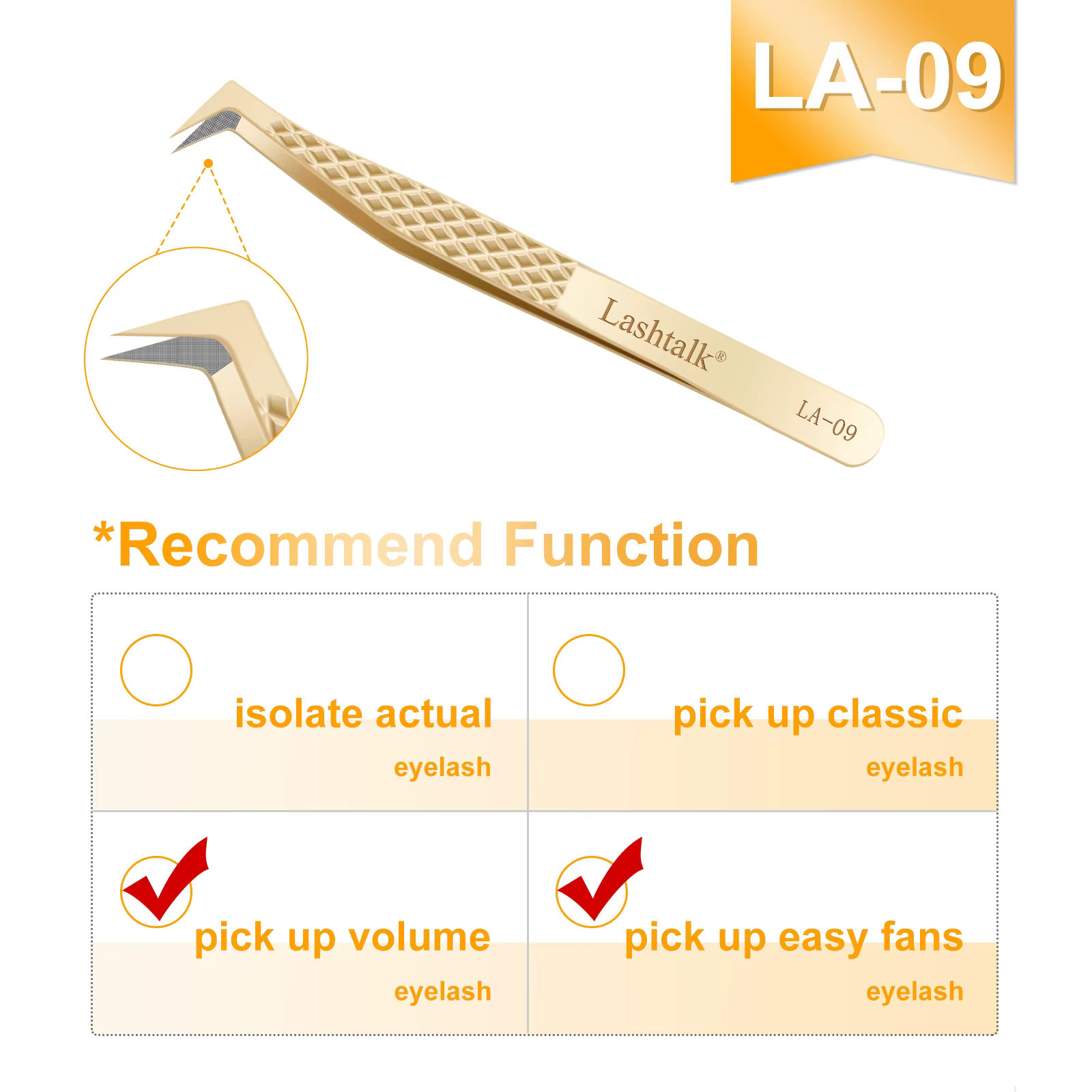 Lashtalk – pince à épiler à pointe de Fiber de précision, Extensions de cils, poignée en diamant, an