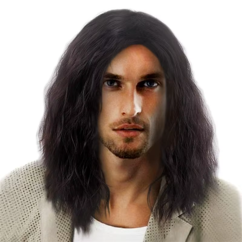 Extensions de cheveux Cool perruques en fibres synthétiques pour hommes naturel respirant couvre-che