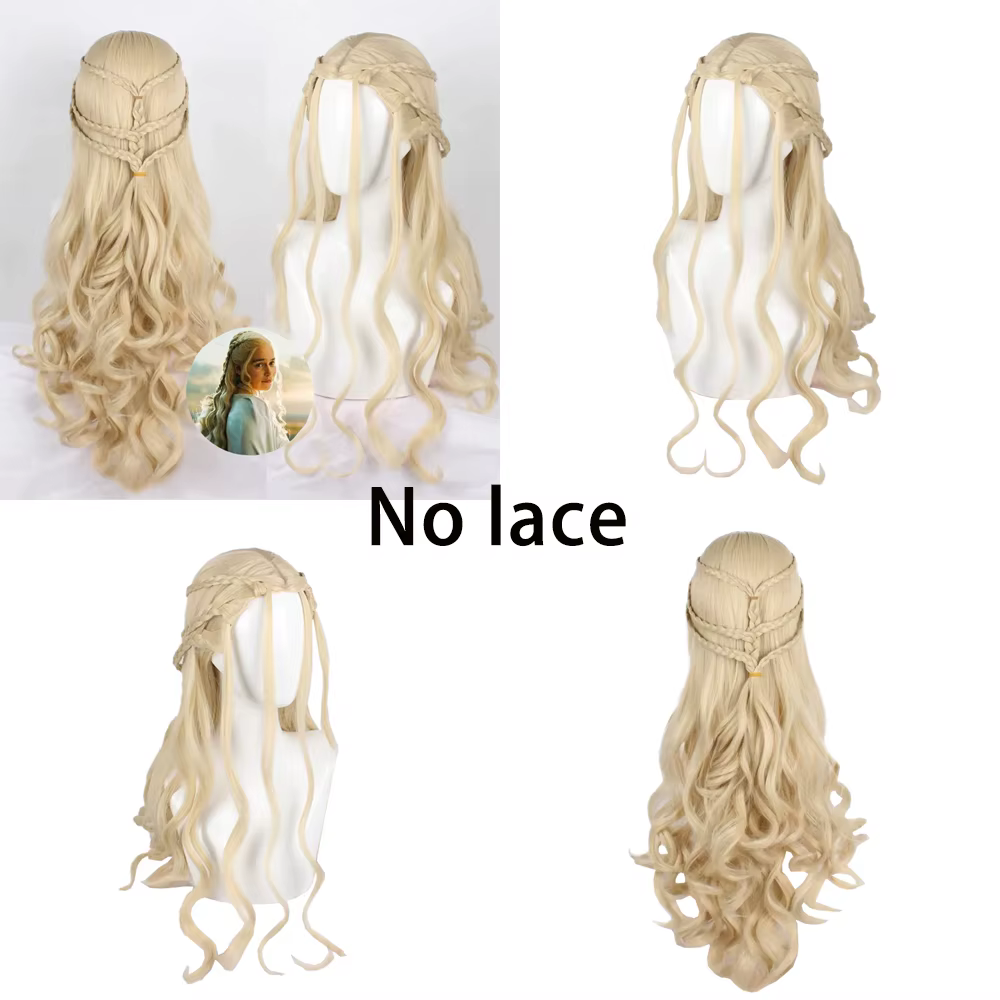 Perruque de cosplay Daenerys Targaryen 13×4HD avec dentelle frontale, cheveux synthétiques, chanson 