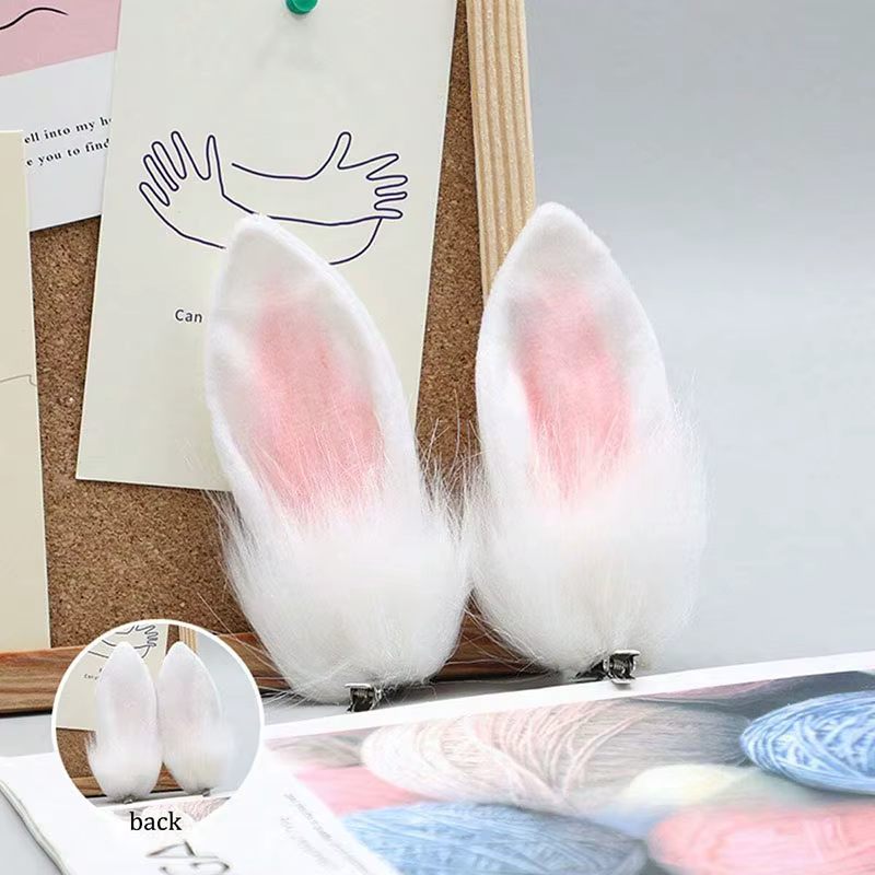 Jolies pinces à cheveux en forme d'oreilles de lapin en peluche, accessoires de coiffure cosplay, pi