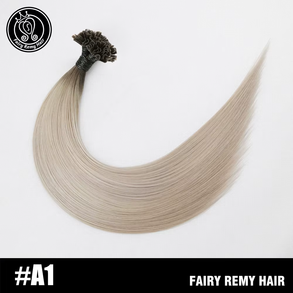 Extensions de cheveux humains Remy pré-collés, vrais cheveux raides dégradés, pointe KerBrian, balay