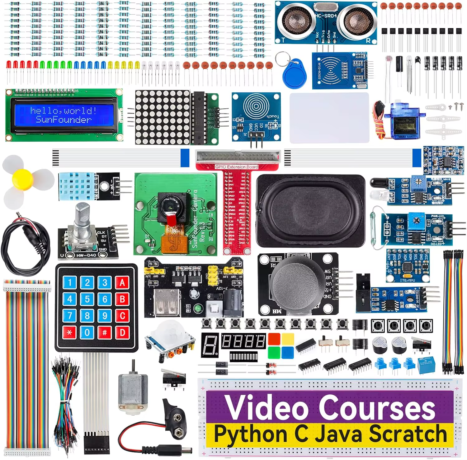 Kit de démarrage ultime SunFounder Raphael pour Raspberry Pi 5 4B 3B+ 400, Python C Java Scratch Nod